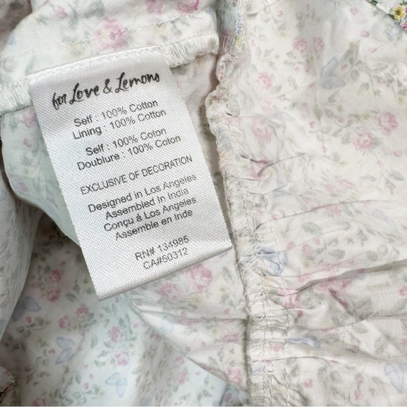 For Love and Lemons Lucca Mini Dress White Floral Lace Poplin Long Sleeve Medium - Picture 16 of 16